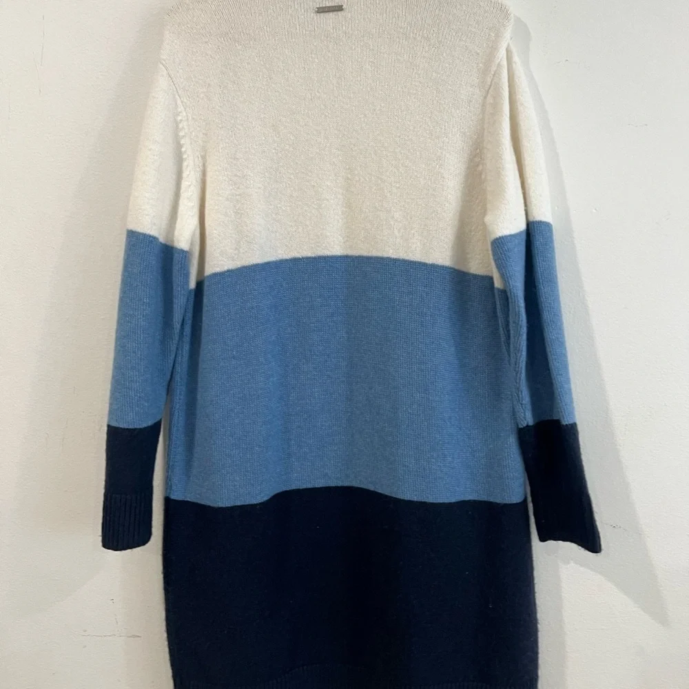 Michael Kors Color Block Open Front Cardigan Soft Cozy Striped